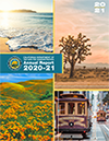 CDTFA's 2020-2021 Annual Report cover, Imagery of California’s coast, desert, rolling hills, and city scape